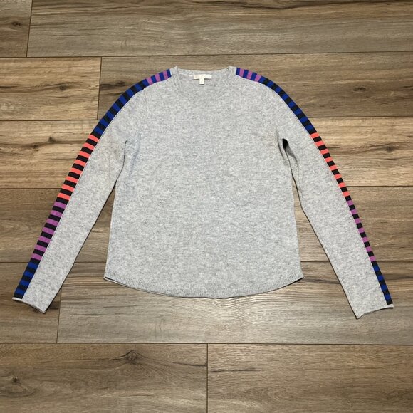 Lisa Todd Crewneck Sweater SZ XS Gray Multi Stripe Wool Cashmere Blend - Picture 1 of 11